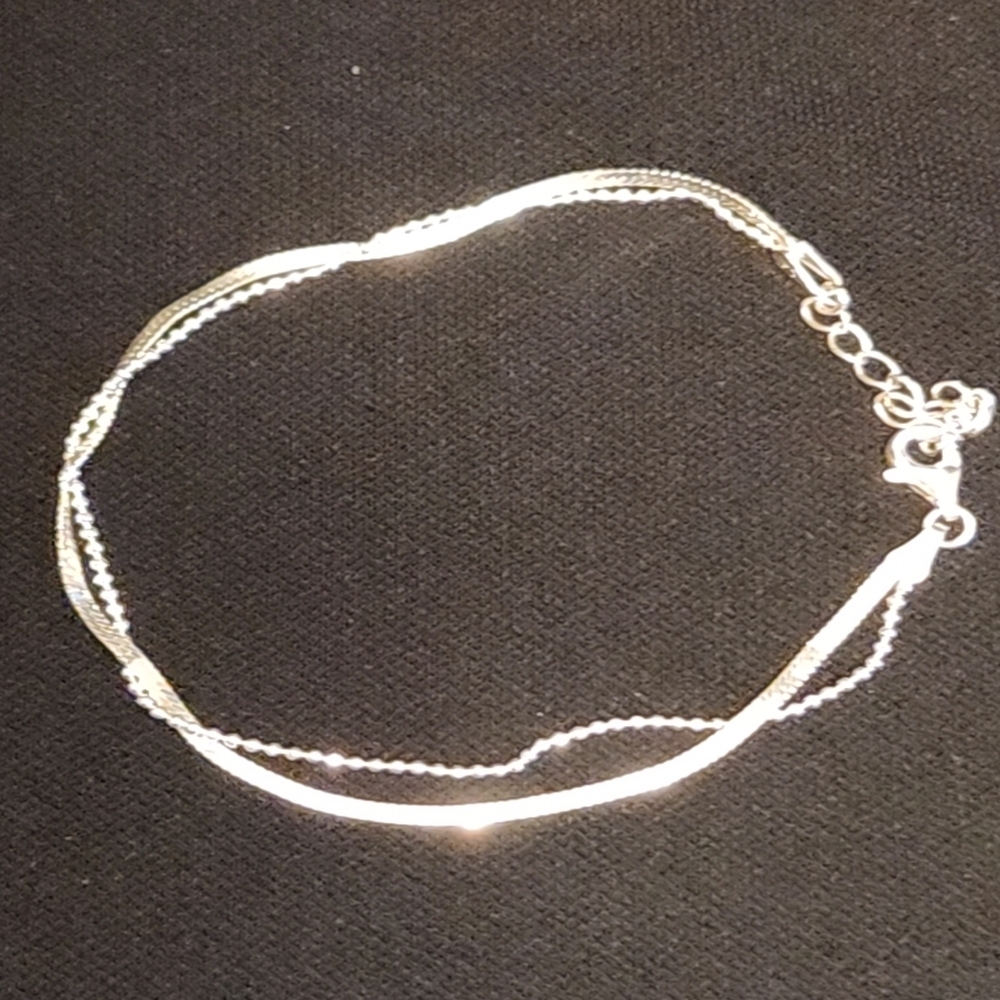 Dainty Sterling Silver 925 Double Chain Bracelet